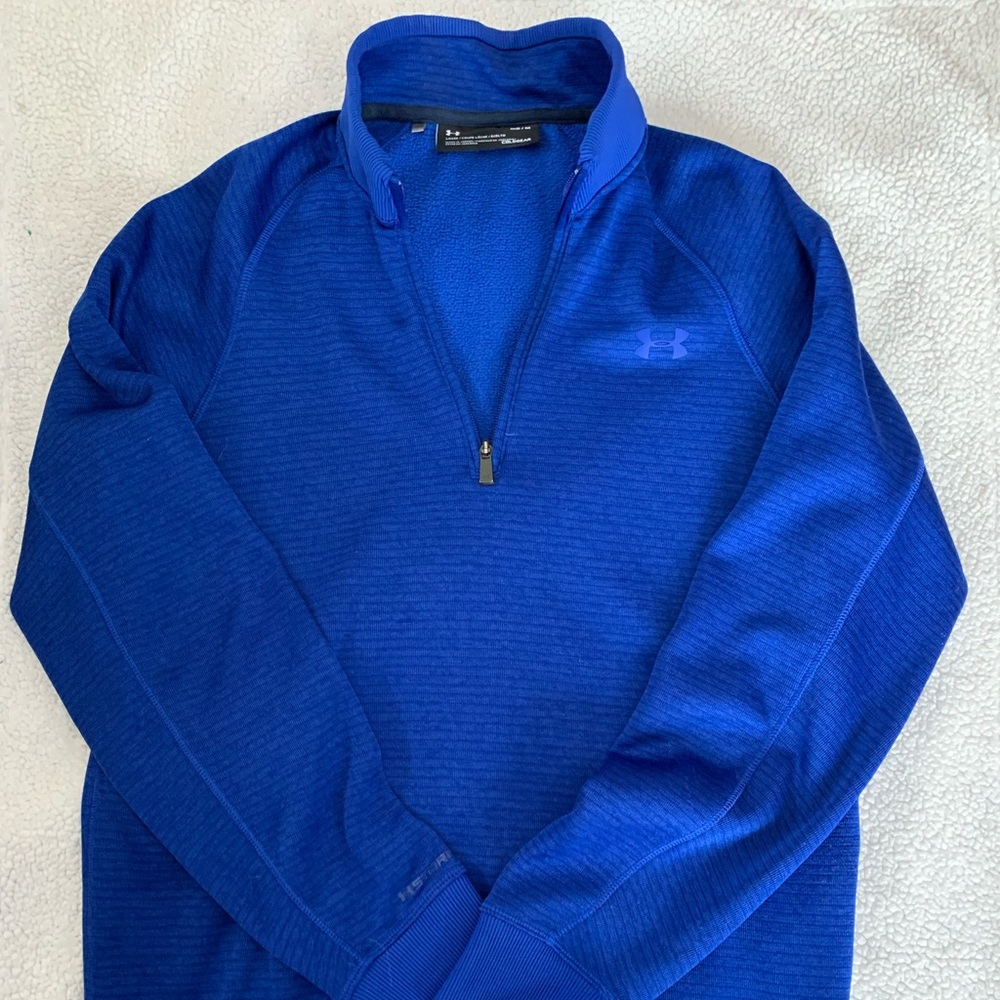 Women’s blue under armour cold gear 1/4 zip sweatshirt